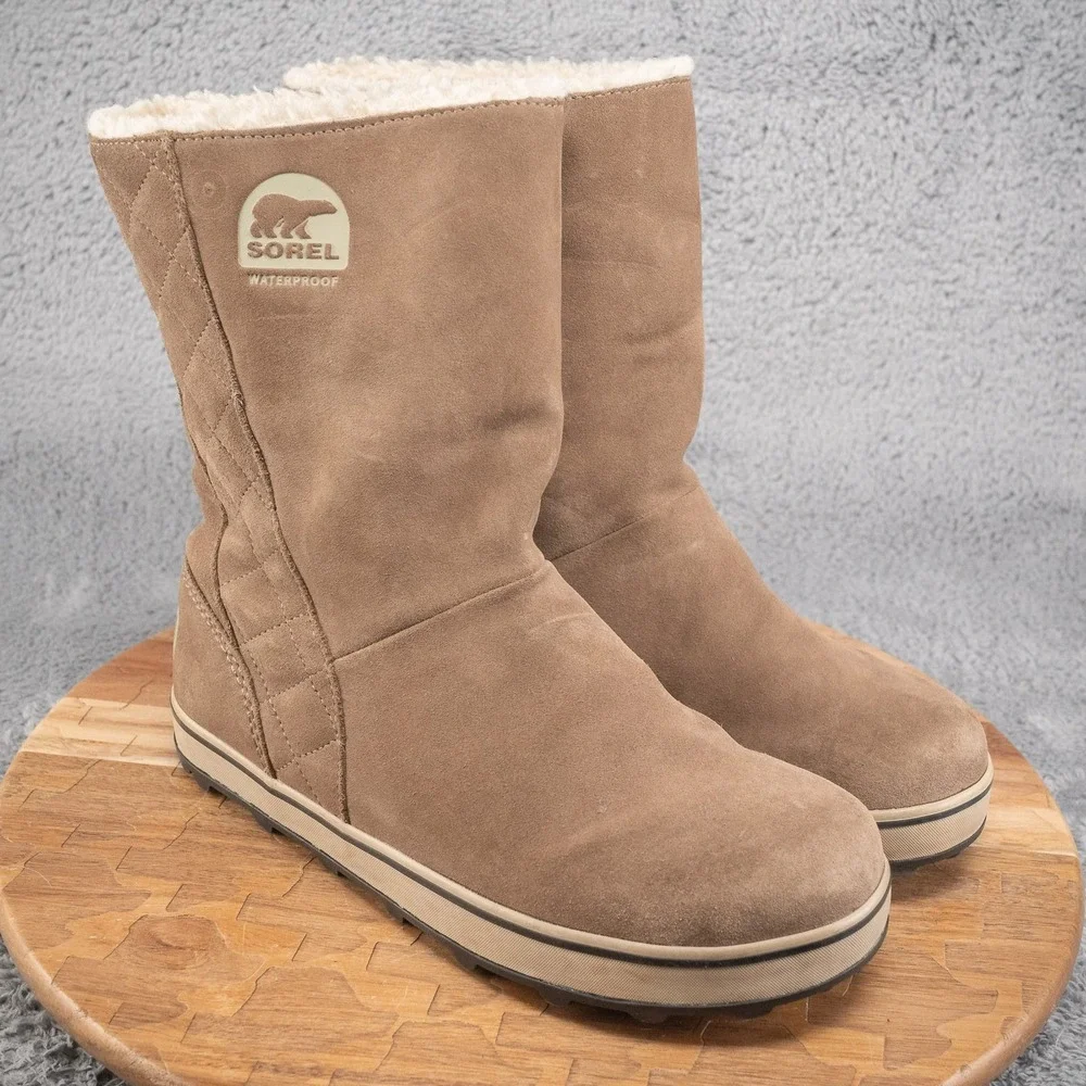 Sorel Women's Glacy Winter Boots -Size 9.5 - Brown Suede Waterproof Boots